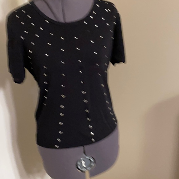 Carducci Sweaters - Cardicucci black studded short sleeve sweater.